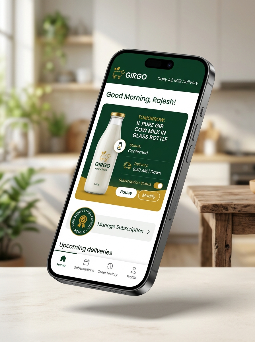 GIRGO Vedic A2 Milk Mobile App Experience