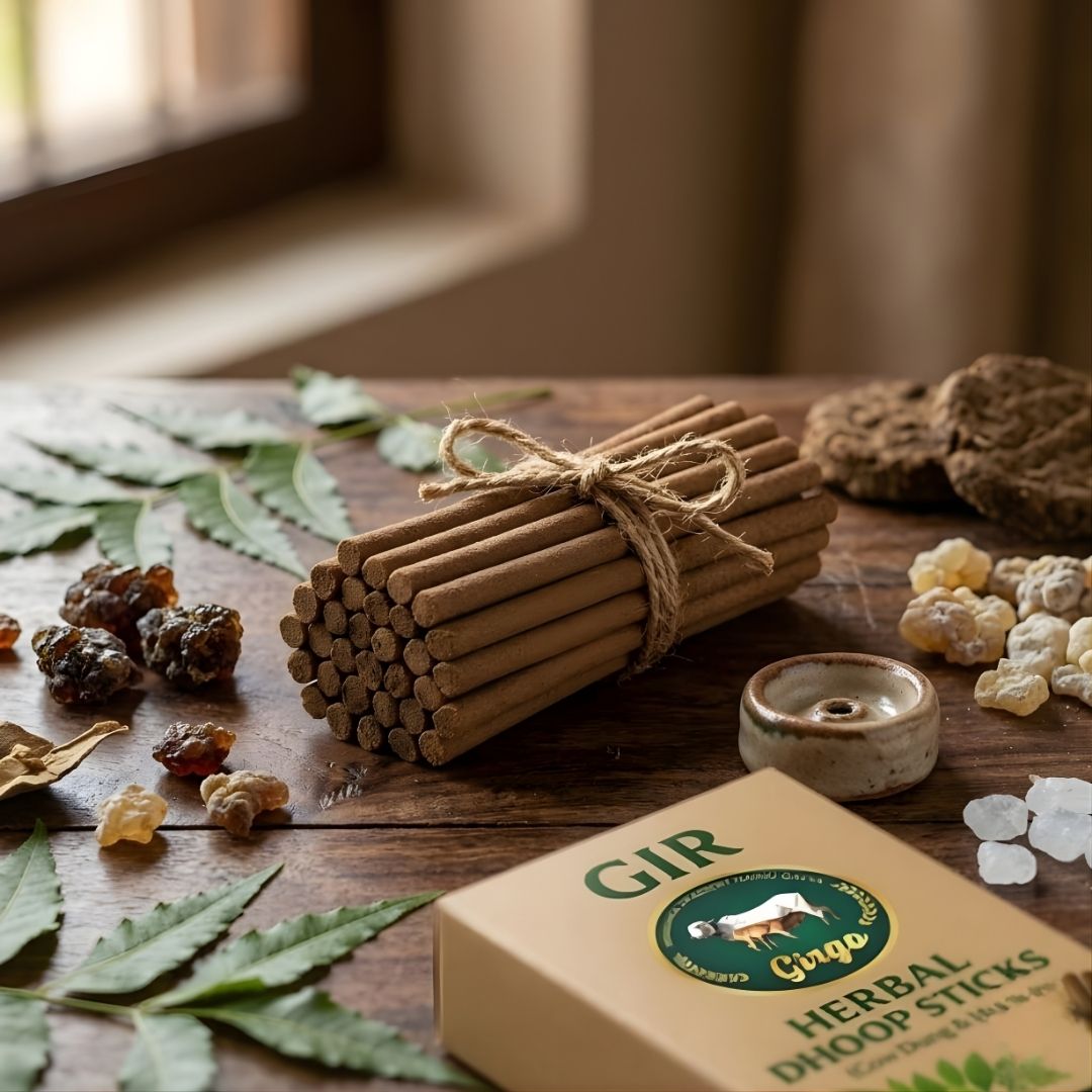 GirGo Natural Dhoop Sticks — Cow Dung & Herb Incense | Chemical Free
