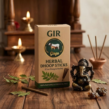 GirGo Natural Dhoop Sticks — Cow Dung & Herb Incense | Chemical Free