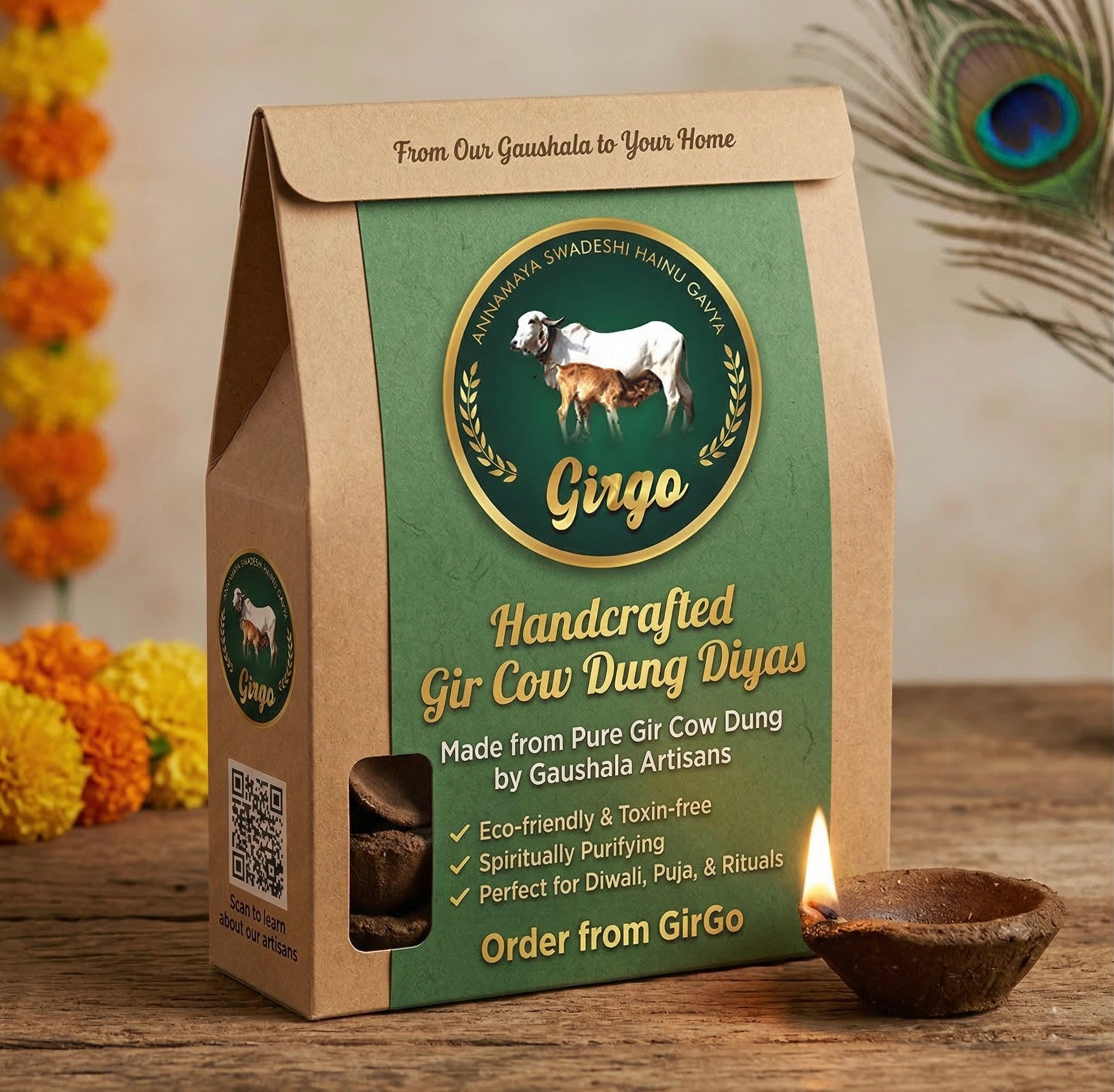 GirGo Cow Dung Diyas — Handmade Gir Gomaya Diyas