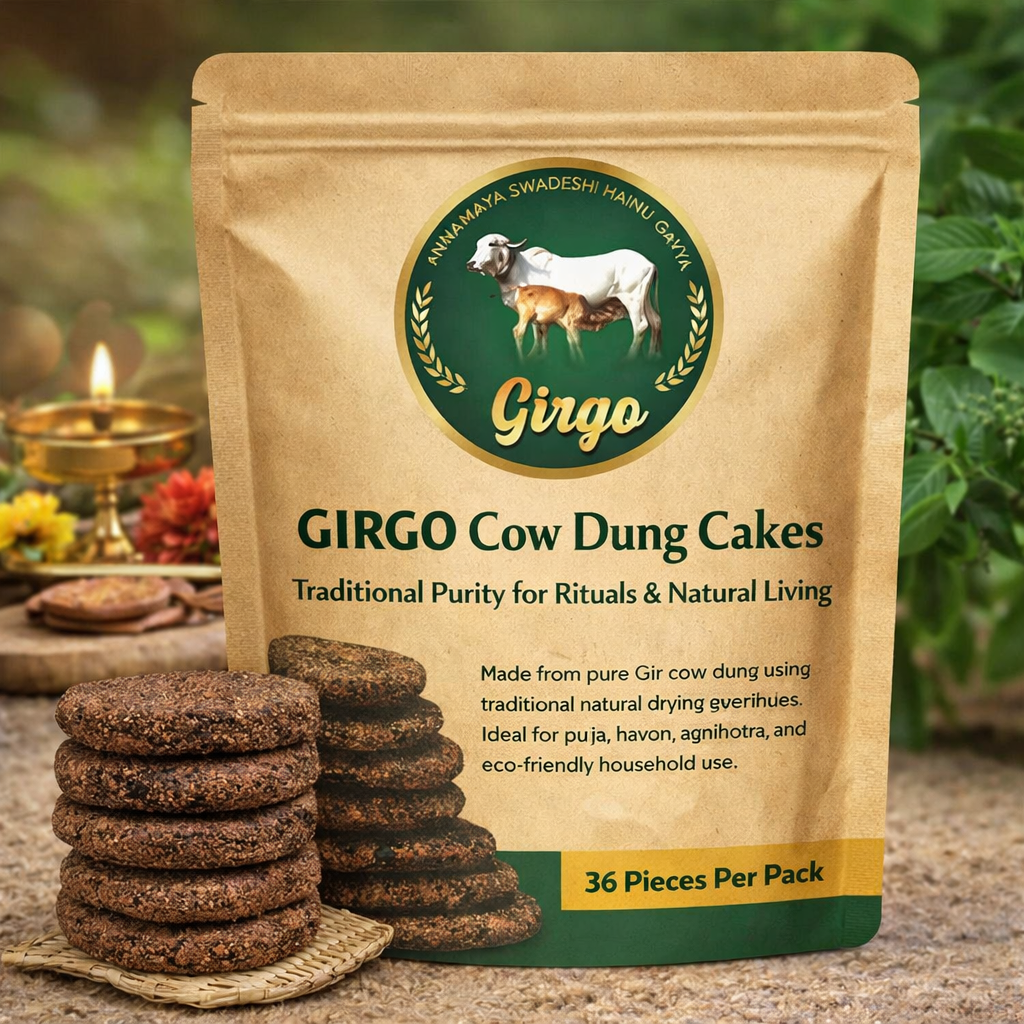 A2 Gir Cow Dung Cakes — Sun-Dried & Pure | 36Pcs